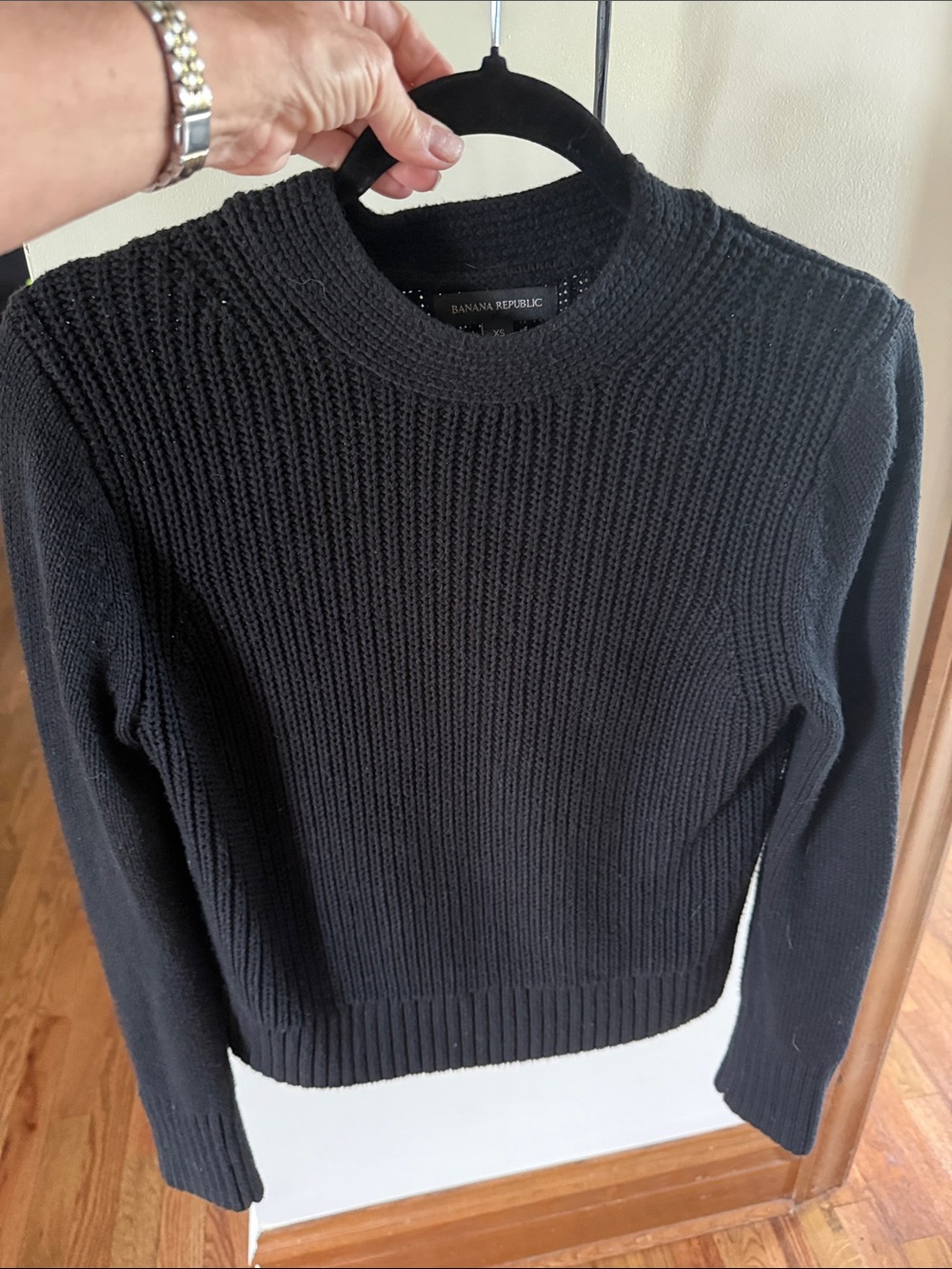 Banana Republic Black Ribbed Crew Sweater